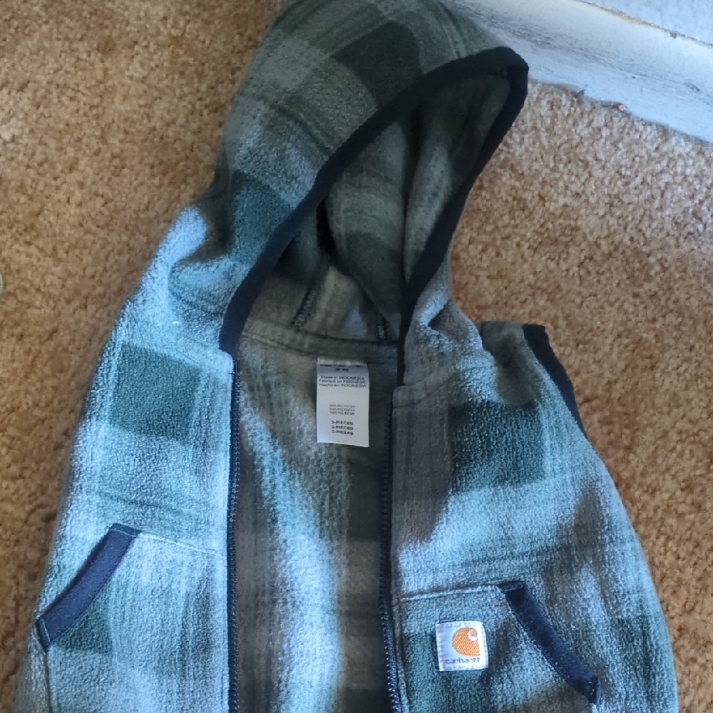 Carhartt Teal and Gray Hooded Vest